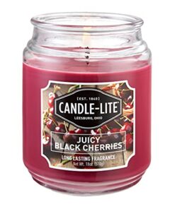 CANDLE-LITE Juicy Black Cherries Single-Wick Candles, 18 oz. Jar, Dark Red