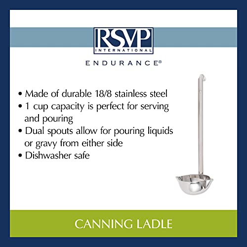 RSVP International Endurance Canning Collection Non-Reactive 18/8 Stainless Steel, Dishwasher Safe, Ladle, 13-1/2" - Image 3